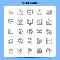 OutLine 25 Video Production Icon set Vector Line Style Design Black Icons Set Linear pictogram pack Web and Mobile Business ideas design Vector Illustration