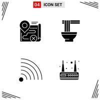 4 Icons Solid Style Grid Based Creative Glyph Symbols for Website Design Simple Solid Icon Signs Isolated on White Background 4 Icon Set Creative Black Icon vector background