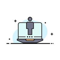 Laptop Computer Hardware Service  Business Flat Line Filled Icon Vector Banner Template