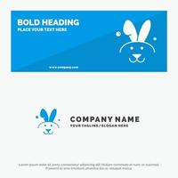 Bunny Easter Rabbit SOlid Icon Website Banner and Business Logo Template vector