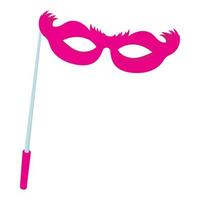 Pink theatrical mask icon, cartoon style vector
