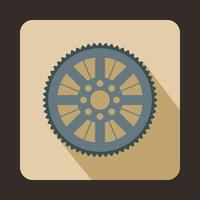 Sprocket from bike icon, flat style
