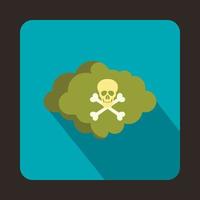 Cloud with skull and bones icon, flat style vector