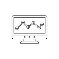 Computer monitor with business graph icon vector