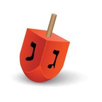 Red dreidel icon, realistic style vector