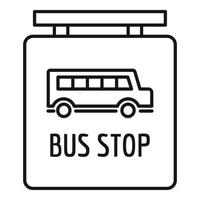 Bus stop station sign icon, outline style vector