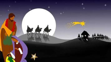 Christmas e-card, birth of Jesus and  bible story of three wise men video