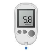 White glucose meter icon, realistic style vector