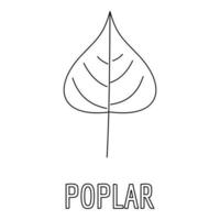 Poplar leaf icon, outline style. vector