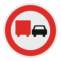 No lorry overtaking icon, flat style. vector