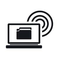 Laptop and and wireless icon, simple style vector