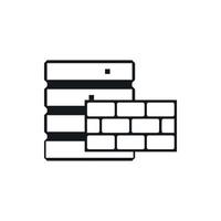 Database and brick wall icon, simple style vector