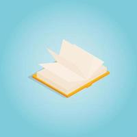 Yellow open book icon, isometric 3d style vector