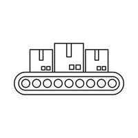 Belt conveyor with load icon, outline style vector