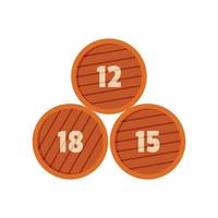 Group of wooden barrel icon, flat style vector
