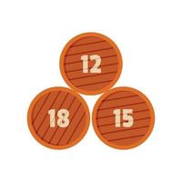 Group of wooden barrel icon, flat style vector