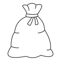 icono de saco de santa, estilo de esquema vector
