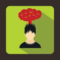 Man with red cloud over head icon, flat style vector