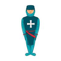 Man in blue uniform with cross on his chest icon vector