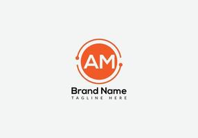 Abstract AM letter modern initial logo design vector