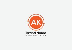 Abstract AK letter modern initial logo design vector