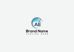 Maid Cleaning Logo On Letter AE. Clean House Sign, Fresh Clean Logo Cleaning Brush and Water Drop Concept Template vector