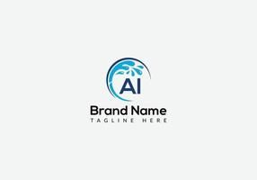 Maid Cleaning Logo On Letter AI. Clean House Sign, Fresh Clean Logo Cleaning Brush and Water Drop Concept Template vector