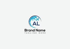 Maid Cleaning Logo On Letter AL. Clean House Sign, Fresh Clean Logo Cleaning Brush and Water Drop Concept Template vector