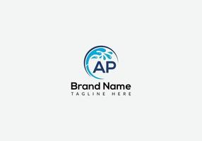 Maid Cleaning Logo On Letter AP. Clean House Sign, Fresh Clean Logo Cleaning Brush and Water Drop Concept Template vector