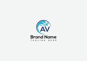 Maid Cleaning Logo On Letter AV. Clean House Sign, Fresh Clean Logo Cleaning Brush and Water Drop Concept Template vector