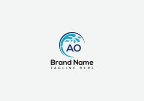 Maid Cleaning Logo On Letter AO. Clean House Sign, Fresh Clean Logo Cleaning Brush and Water Drop Concept Template vector