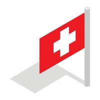 icono de la bandera suiza, estilo 3d isométrico vector