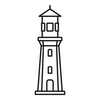 icono del faro del puerto, estilo de esquema vector