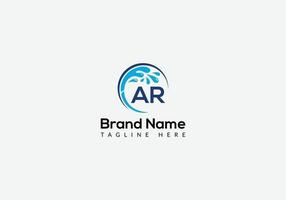 Maid Cleaning Logo On Letter AR. Clean House Sign, Fresh Clean Logo Cleaning Brush and Water Drop Concept Template vector