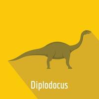 Diplodocus icon, flat style. vector