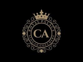 Letter CA Antique royal luxury victorian logo with ornamental frame. vector