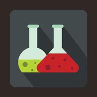 Transparent flasks with green and red liquid icon vector