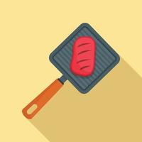 Meat on grill icon, flat style vector