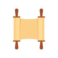 Rolled open brown papyrus icon, flat style vector