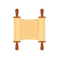 Rolled open brown papyrus icon, flat style vector