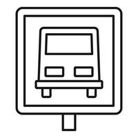 Bus stop road sign icon, outline style vector