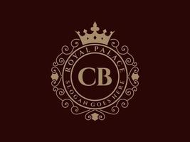 Letter CB Antique royal luxury victorian logo with ornamental frame. vector