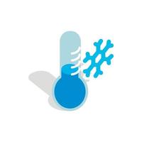 Frozen thermometer and snowflake icon vector