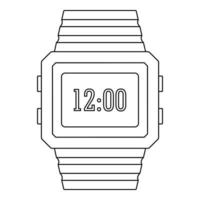 icono de reloj digital, estilo de contorno. vector