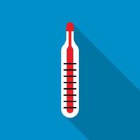 Medical mercury thermometer icon, flat style vector