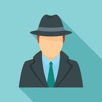 Police detective icon, flat style vector