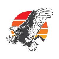 diseño de ilustración vectorial de águila en estilo de colores retro, perfecto para el diseño de camisetas vector