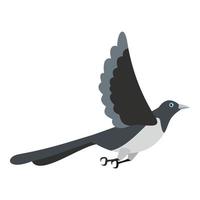 Flying magpie icon, flat style vector