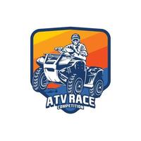 Quad ATV Extreme sport racing in badge logo design, good for t shirt design and championship event logo vector