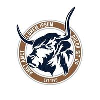 diseño de logotipo de ilustración de vector de cabeza de vaca de montaña escocesa, perfecto para logotipo de rancho y diseño de camiseta